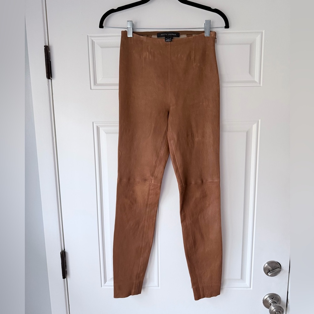 Ralph Lauren black label‎ size 2 100% lamb leather skinny pants brown
